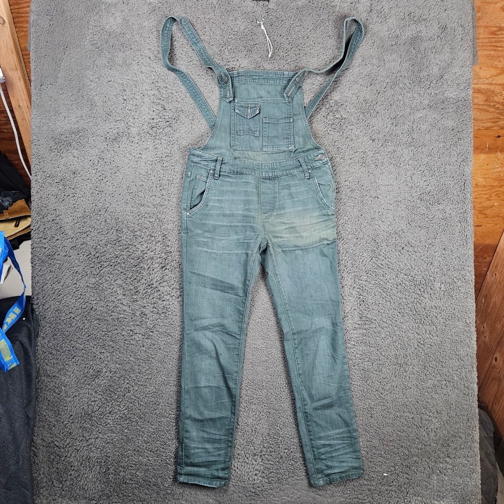 Free People Distressed Denim Overalls Bib Pants Light Wash Blue Size 26